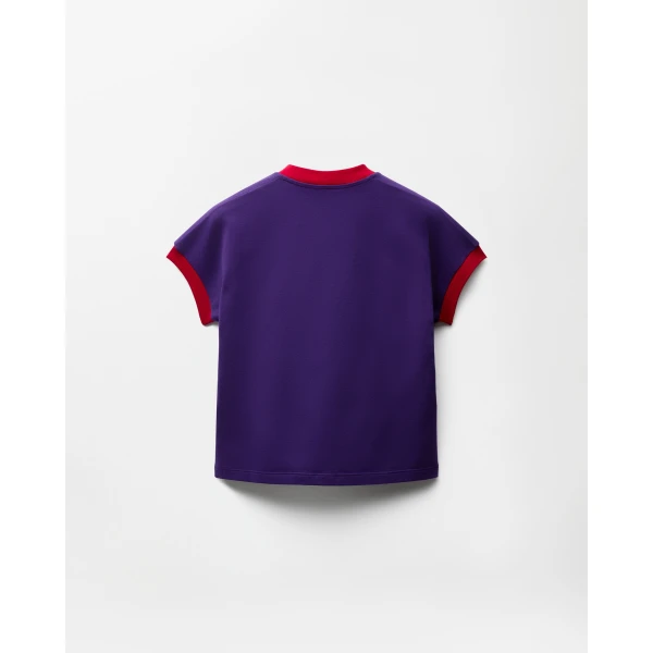 Versace Stretch Cotton-Jersey T-Shirt in Purple, view 3 | T-shirts