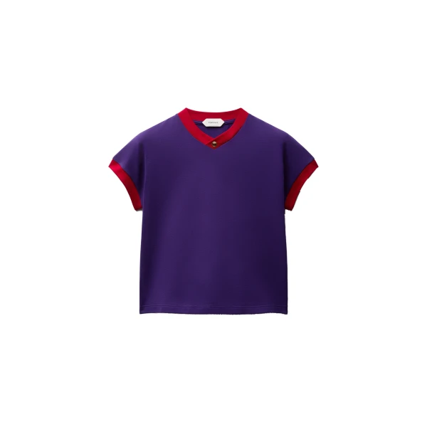 Versace Stretch Cotton-Jersey T-Shirt in Purple | T-shirts | Coveti