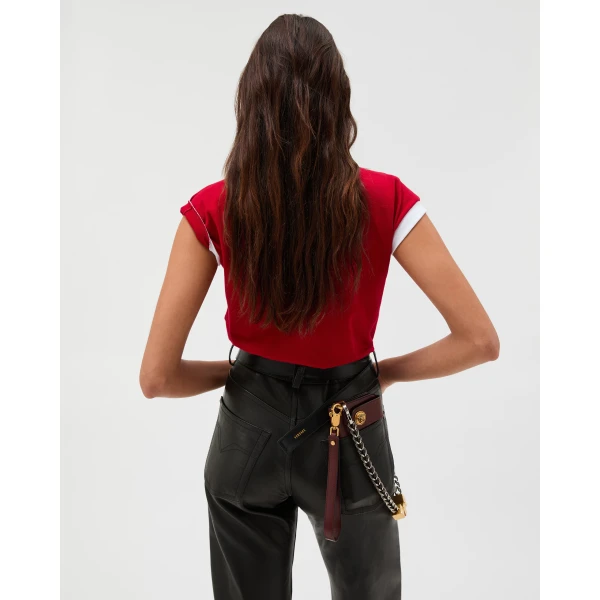 Versace Stretch Cotton-Jersey T-Shirt in Red, view 3 | T-shirts
