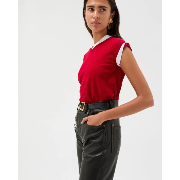 Versace Stretch Cotton-Jersey T-Shirt in Red, view 4 | T-shirts
