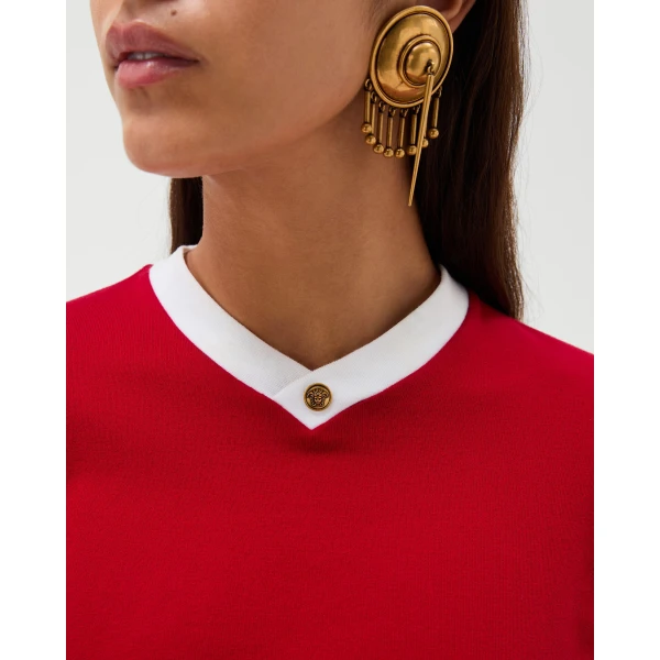 Versace Stretch Cotton-Jersey T-Shirt in Red, view 5 | T-shirts