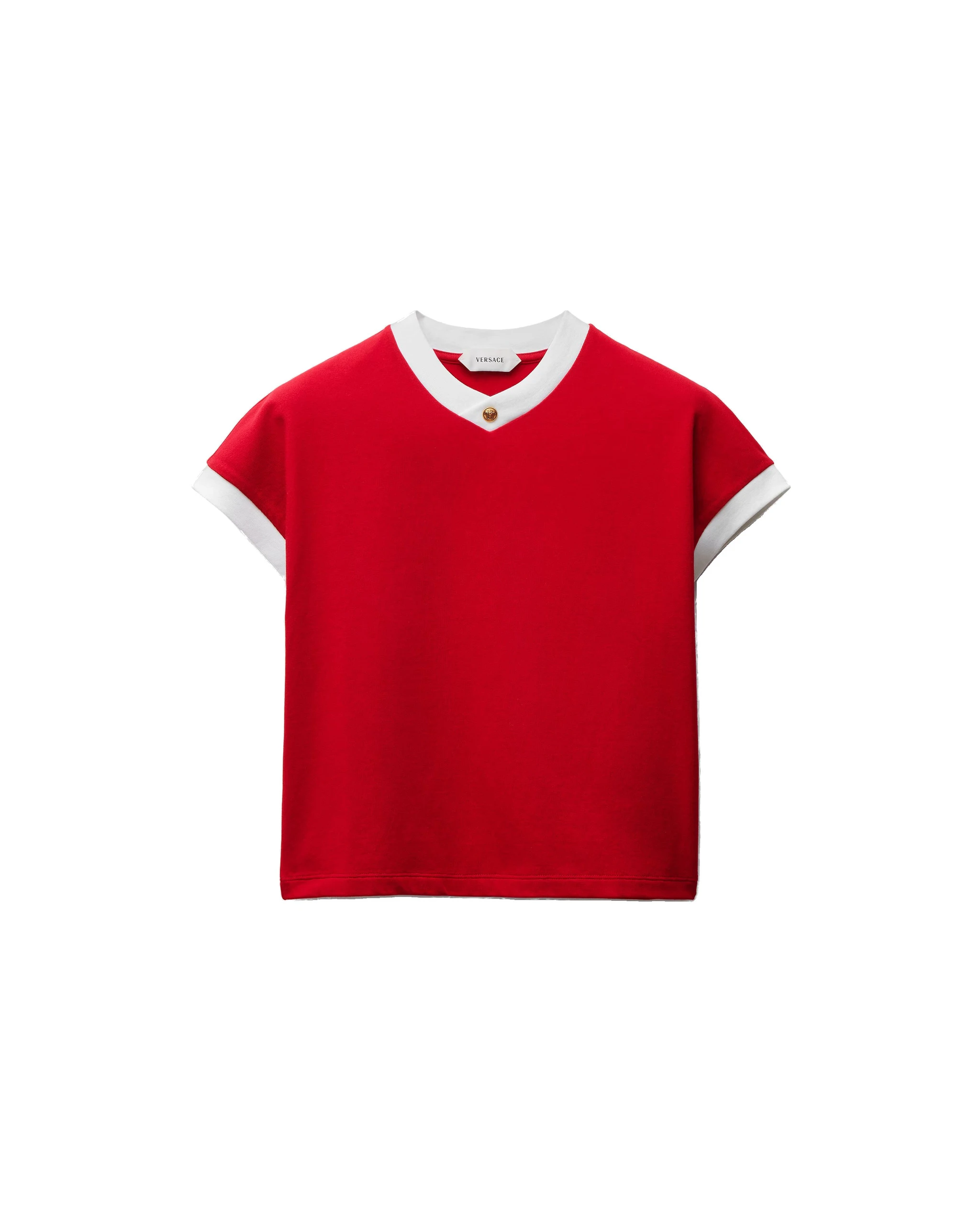 Versace Stretch Cotton-Jersey T-Shirt in Red Versace Stretch Cotton-Jersey T-Shirt in Red | T-shirts | Coveti