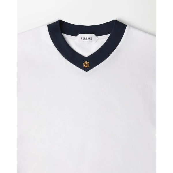 Versace Stretch Cotton-Jersey T-Shirt in White, Ref. 1A17894, view 2 | T-shirts