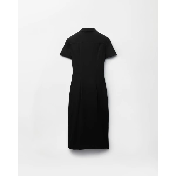 Versace Stretch Georgette Viscose Midi Dress in Black, view 3 | Midi Dresses