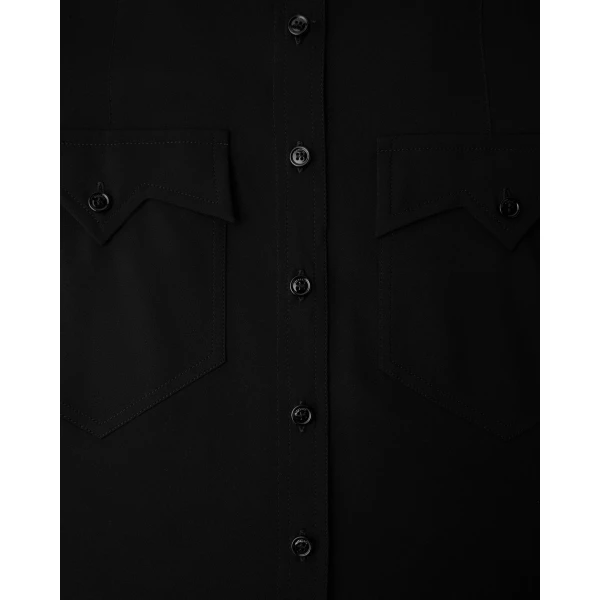 Versace Stretch Georgette Viscose Midi Dress in Black, view 4 | Midi Dresses