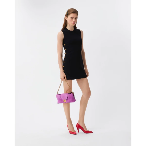 Versace Stretch Viscose Cady Mini Dress in Black, view 2 | Mini Dresses