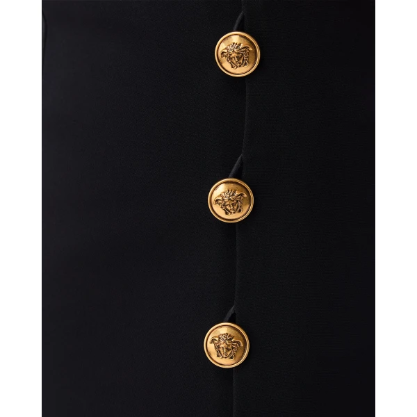 Versace Stretch Viscose Cady Mini Dress in Black, view 5 | Mini Dresses