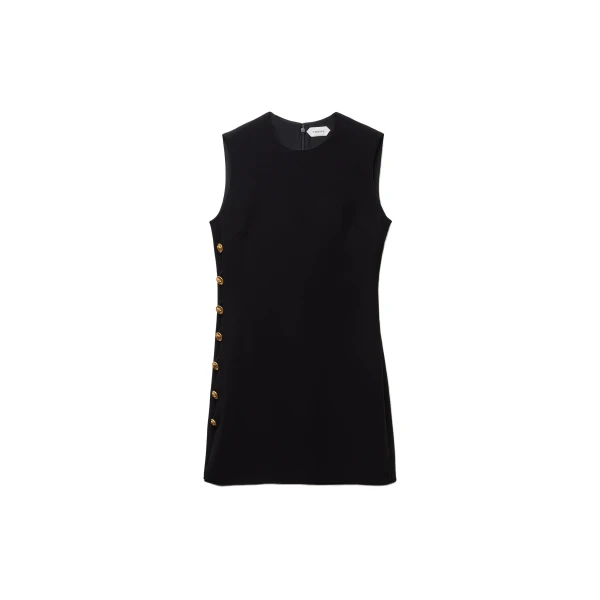 Stretch Viscose Cady Mini Dress in Black