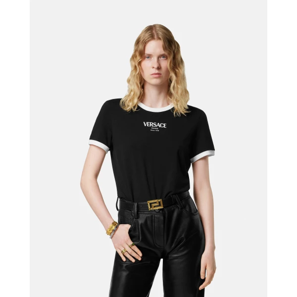Versace Stretch Viscose-Jersey T-Shirt in Black, Ref. 1022656, view 2 | T-shirts