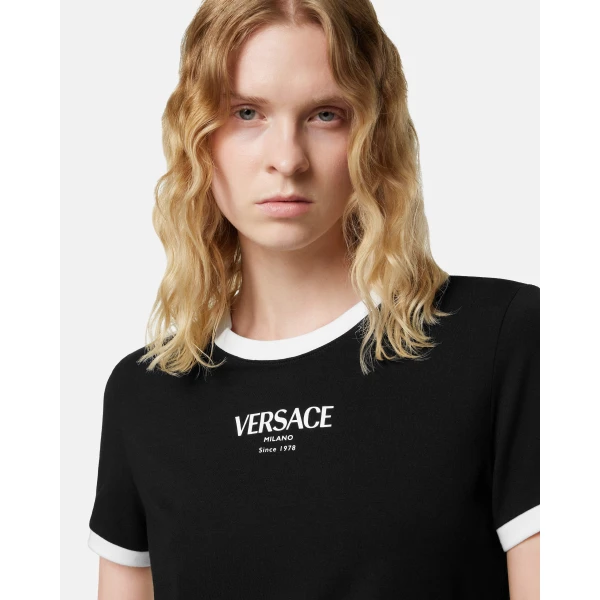 Versace Stretch Viscose-Jersey T-Shirt in Black, Ref. 1022656, view 4 | T-shirts