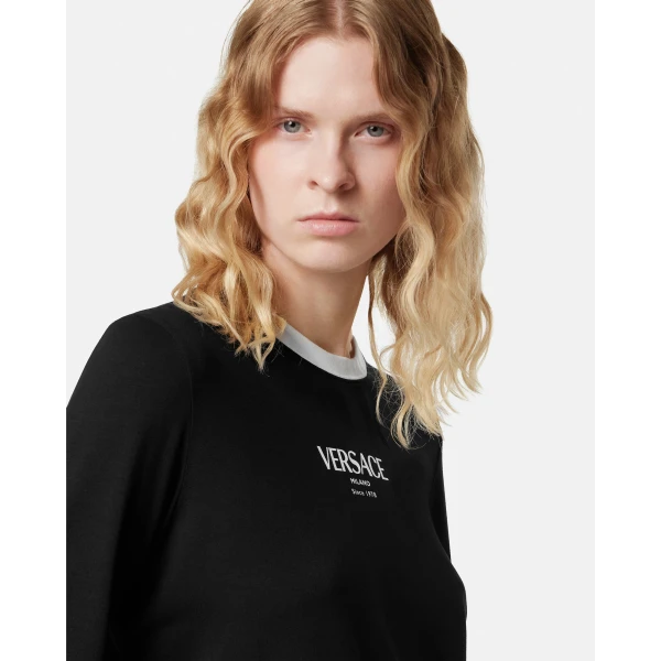 Versace Stretch Viscose-Jersey T-Shirt in Black, Ref. 1022887, view 4 | T-shirts