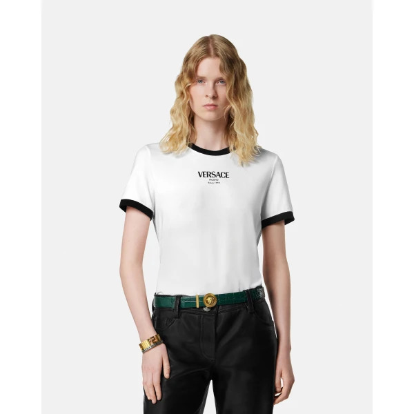 Versace Stretch Viscose-Jersey T-Shirt in Black and White, Ref. 1022656, view 2 | T-shirts