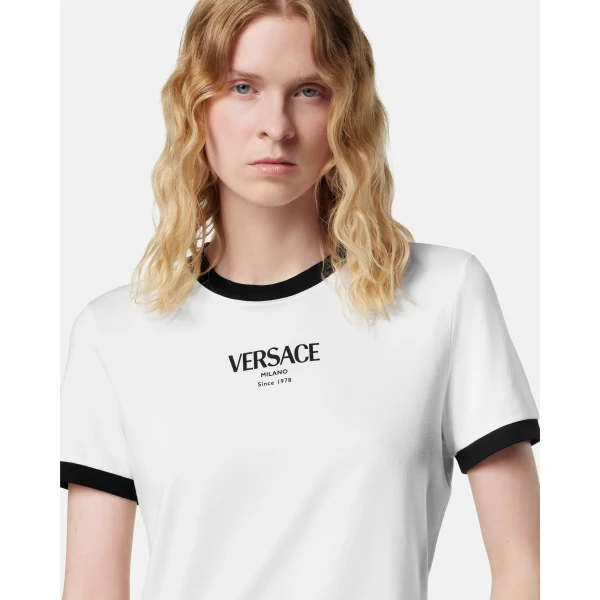Versace Stretch Viscose-Jersey T-Shirt in Black and White, Ref. 1022656, view 4 | T-shirts