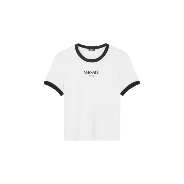 Versace Stretch Viscose-Jersey T-Shirt in Black and White, Ref. 1022656 | T-shirts | Coveti