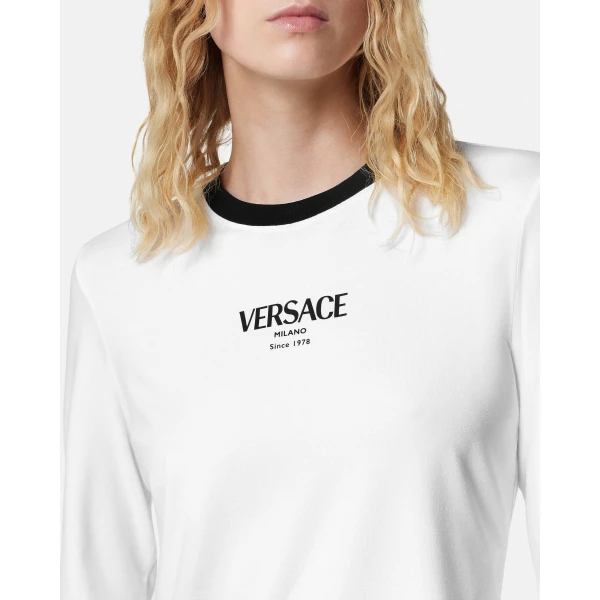 Versace Stretch Viscose-Jersey T-Shirt in Black and White, Ref. 1022887, view 3 | T-shirts