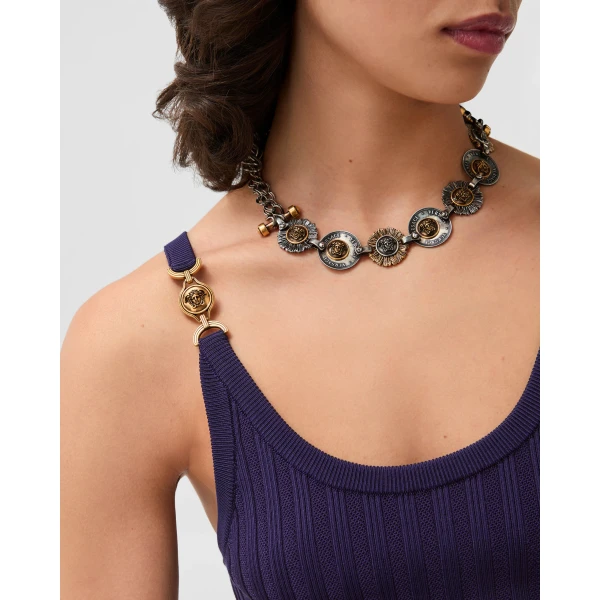 Versace Stretch Viscose Mesh Ribbed Knit Top in Purple, view 4 | Tops