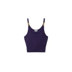 Versace Stretch Viscose Mesh Ribbed Knit Top in Purple | Tops | Coveti