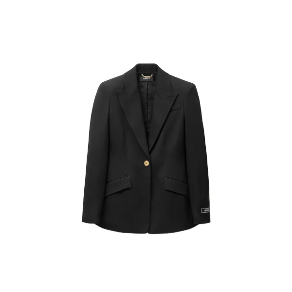 Stretch Wool Blazer in Black