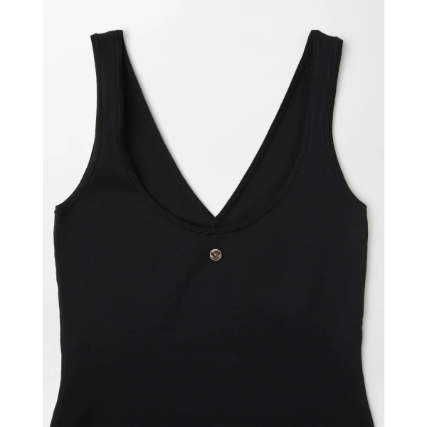 Versace Stretch Wool Knit Mini Dress in Black, view 4 | Mini Dresses