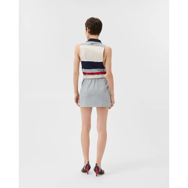Versace Striped Cotton-Jersey Mini Dress in Multicolour, view 3 | Mini Dresses