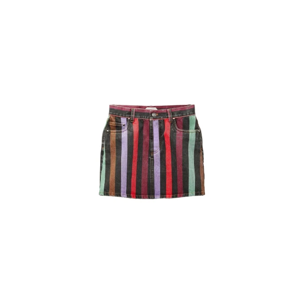 Striped Denim Mini Skirt in Multicolour