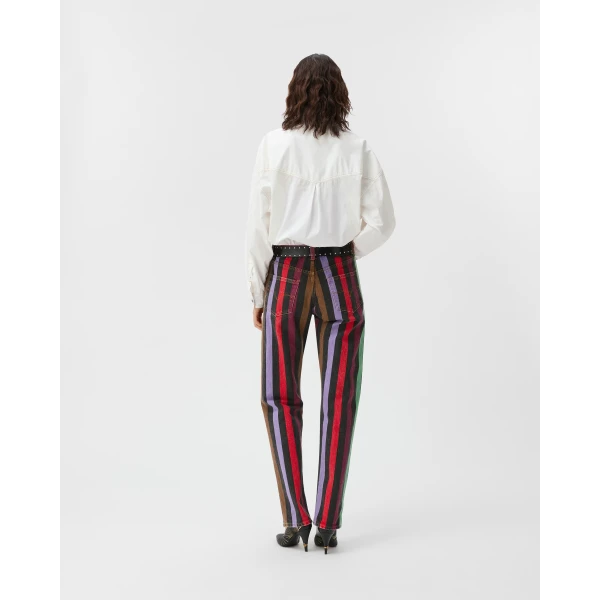 Versace Striped Straight Jeans in Multicolour, view 3 | Denim