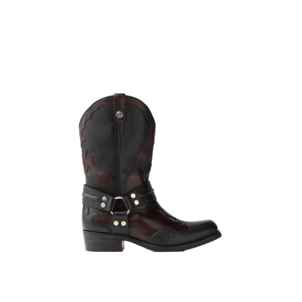 Sylvester Leather Western Boots in Black and Brown