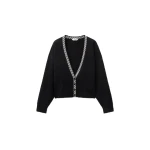 Versace Terry-Knit Cotton V-Neck Cardigan in Black | Cardigan | Coveti