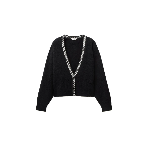Versace Terry-Knit Cotton V-Neck Cardigan in Black | Cardigan | Coveti
