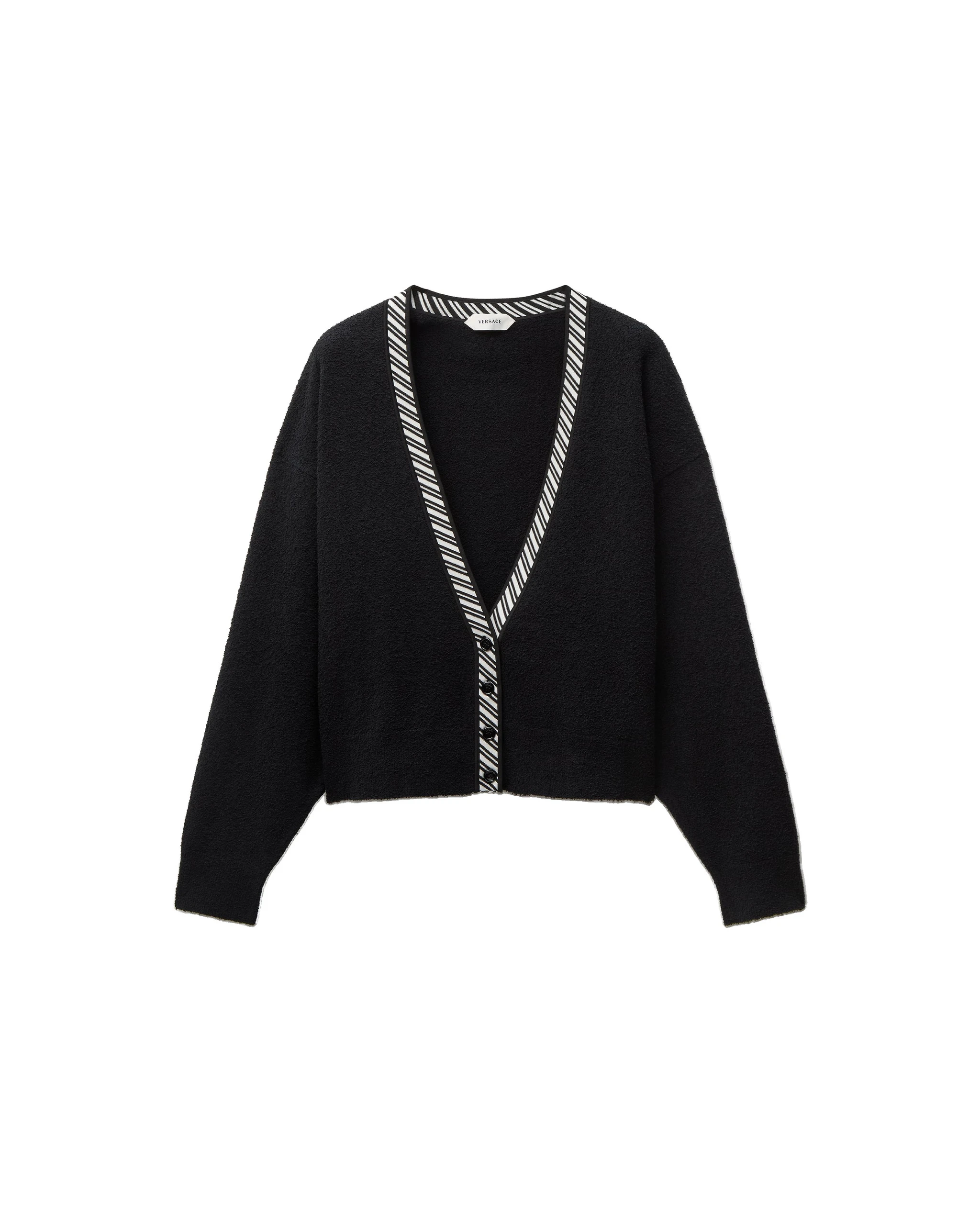 Versace Terry-Knit Cotton V-Neck Cardigan in Black Versace Terry-Knit Cotton V-Neck Cardigan in Black | Cardigan | Coveti