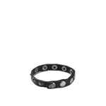 Versace The Spike Leather Bracelet in Black | Bracelets | Coveti