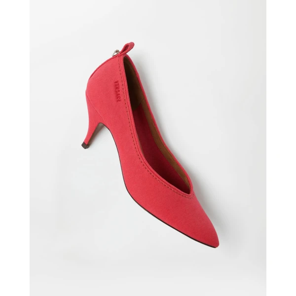 Versace Tina Denim Pumps 65 mm in Red, view 4 | Heels