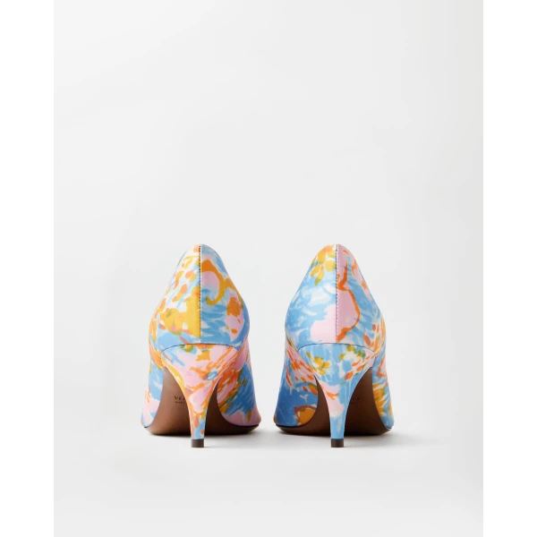 Versace Tina Printed Duchesse Pumps 65 mm in Blue and Orange, view 5 | Heels