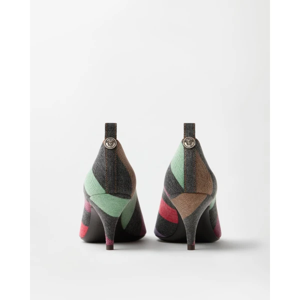 Versace Tina Striped Denim Pumps 65 mm in Multicolour, view 4 | Heels