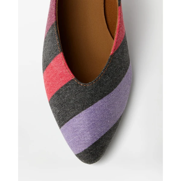 Versace Tina Striped Denim Pumps 65 mm in Multicolour, view 5 | Heels