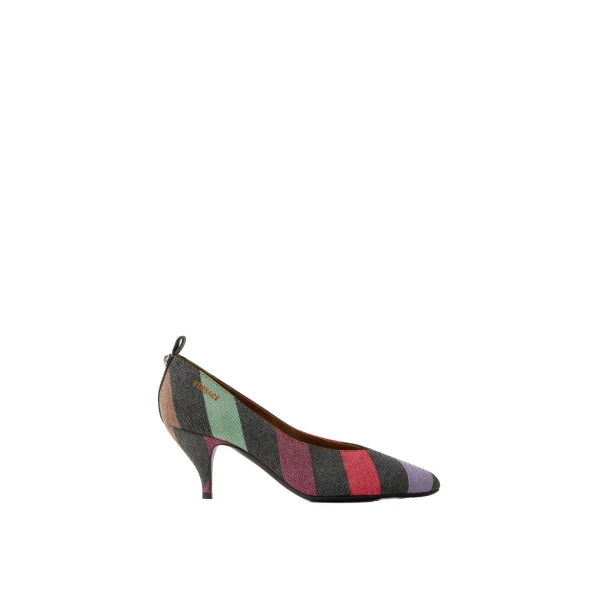Tina Striped Denim Pumps 65 mm in Multicolour