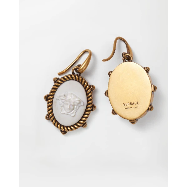 Versace Tivoli Earrings in Gold and White, view 2 | Earrings