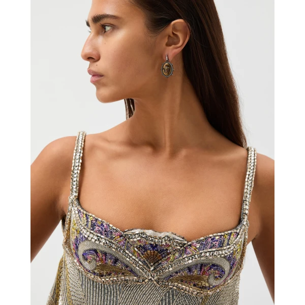 Versace Tivoli Earrings in Silver and Gold, view 2 | Earrings