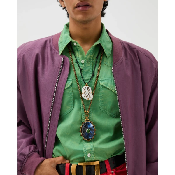 Versace Tivoli Long Necklace in Blue and Gold, view 2 | Necklace
