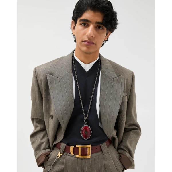 Versace Tivoli Long Necklace in Silver and Red, view 2 | Necklace