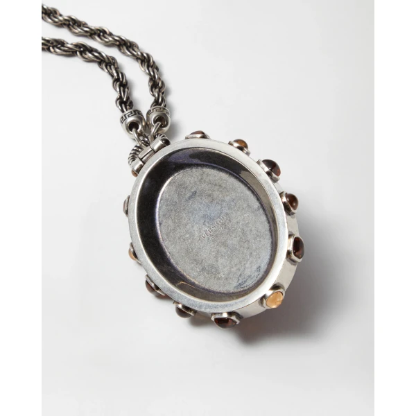 Versace Tivoli Long Necklace in Silver and Red, view 4 | Necklace