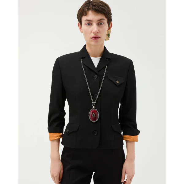 Versace Tivoli Long Necklace in Silver and Red, view 5 | Necklace