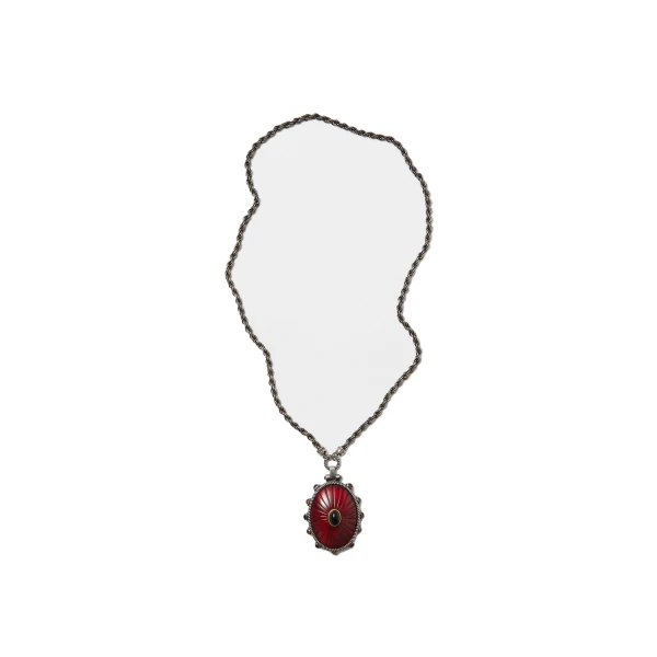 Versace Tivoli Long Necklace in Silver and Red | Necklace | Coveti