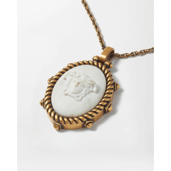 Versace Tivoli Necklace in Gold and White, view 2 | Necklace