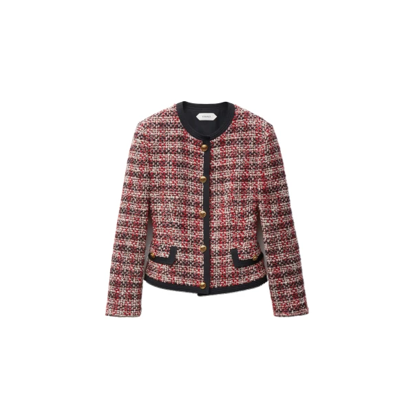 Tweed Cardigan Jacket in Black and Red
