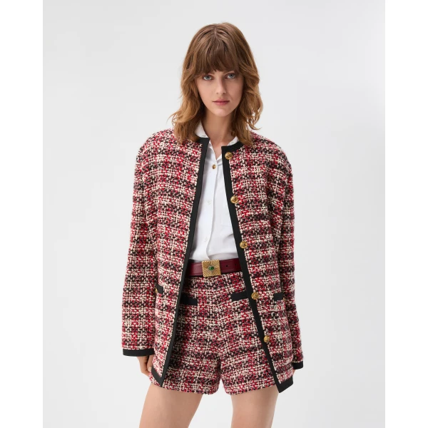 Versace Tweed Jacket in Black and Red, view 2 | Jackets