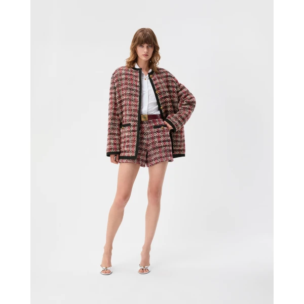 Versace Tweed Jacket in Black and Red, view 6 | Jackets