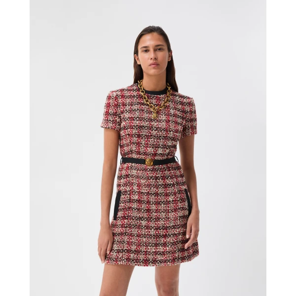 Versace Tweed Mini Dress in Black and Red, view 2 | Mini Dresses