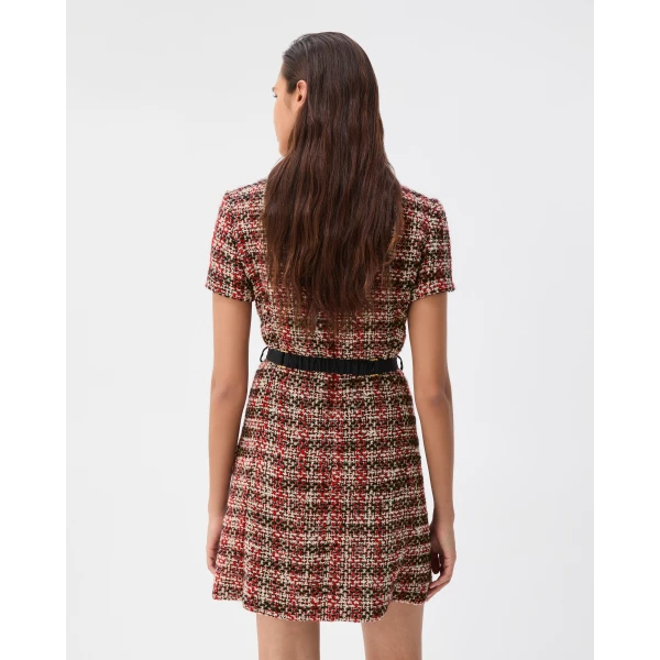 Versace Tweed Mini Dress in Black and Red, view 3 | Mini Dresses