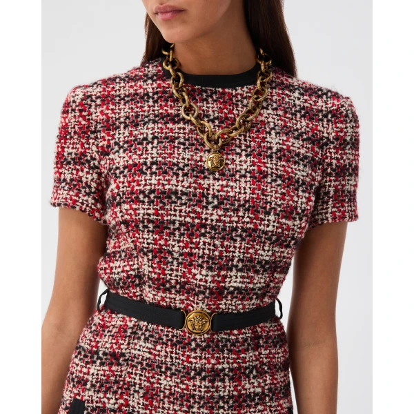 Versace Tweed Mini Dress in Black and Red, view 5 | Mini Dresses